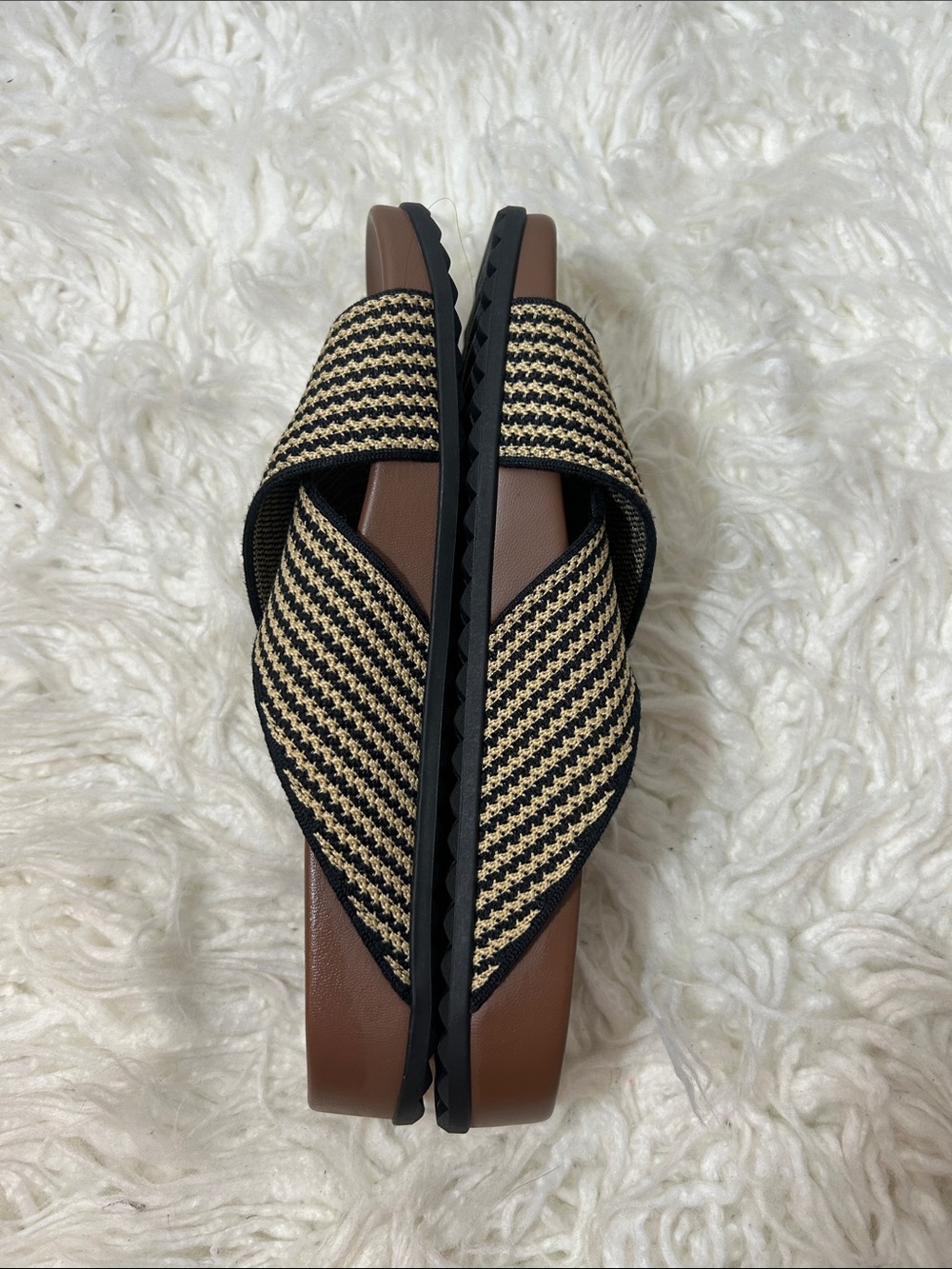Rothy’s The Weekend Woven Cross-Strap Slide Sandals in Brown and Black size 9.5 - Picture 6 of 10